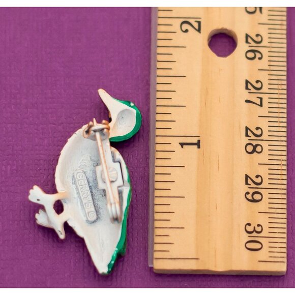 Vintage Mid Century Duck Green Orange Brooch by Gerry's - Q1 - Picture 2 of 2